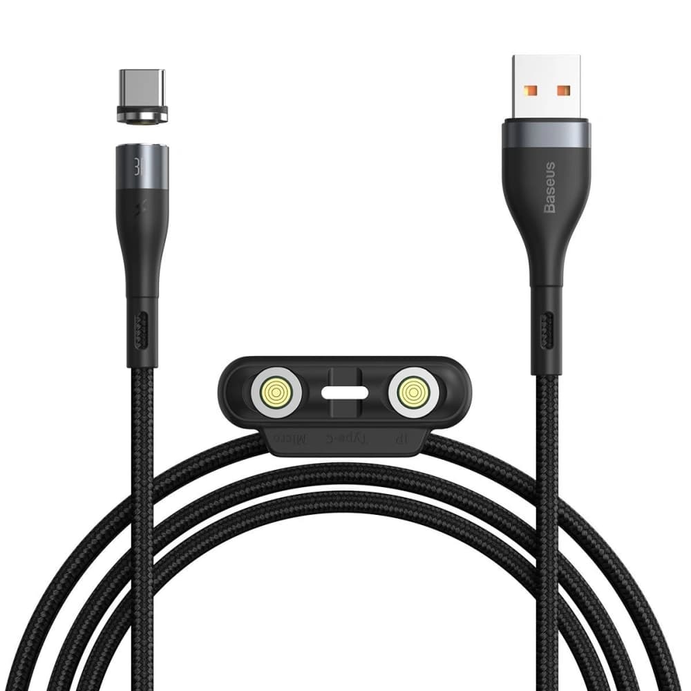 Baseus USB-Kabel Fast 4in1 USB zu USB-C / Lightning / Micro 3A 1m (grau + schwarz) - 7