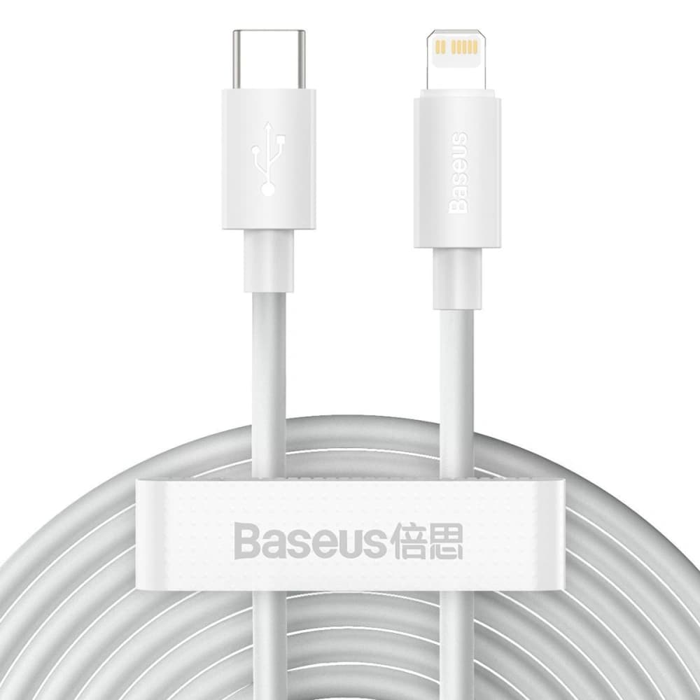 Baseus 1.5m USB-C zu Lightning Kabel Simple Wisdom, PD, 20W, (weiß) 2 Stk. - 1