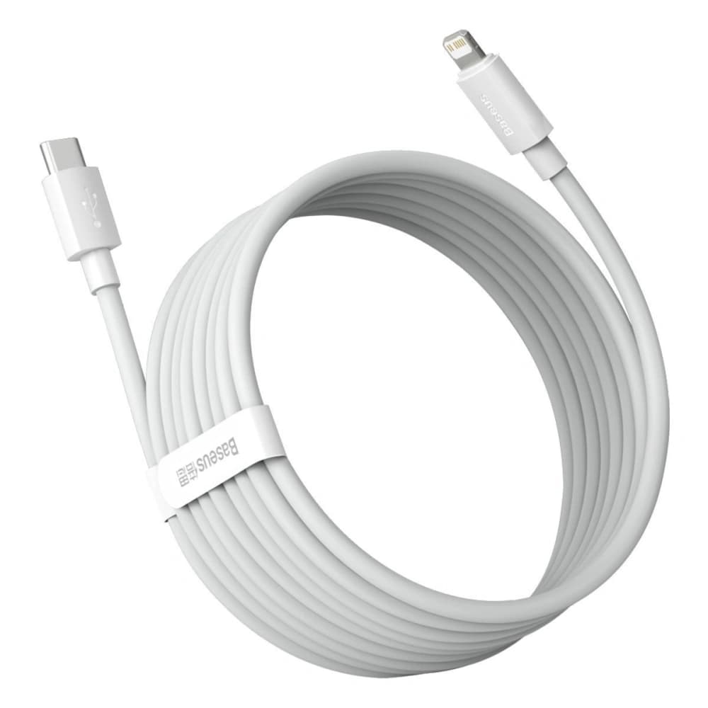 Baseus 1.5m USB-C zu Lightning Kabel Simple Wisdom, PD, 20W, (weiß) 2 Stk. - 3