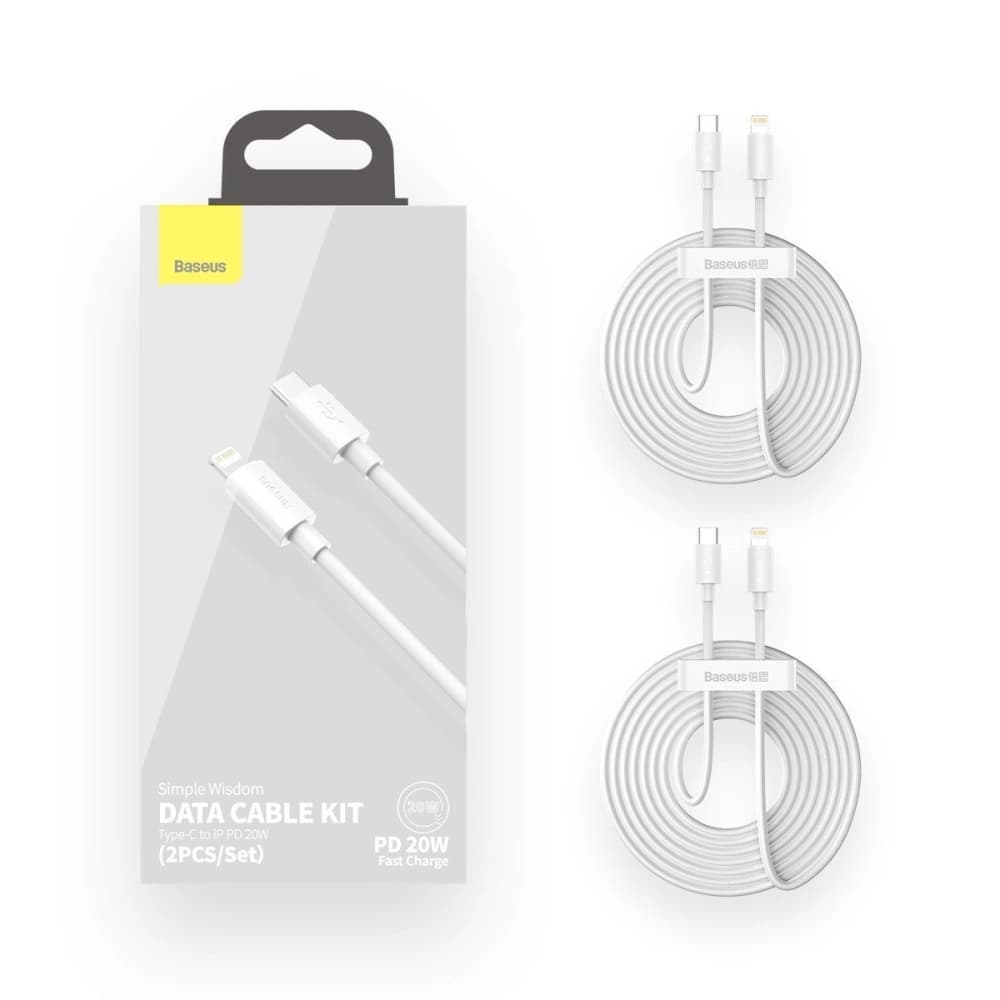 Baseus 1.5m USB-C zu Lightning Kabel Simple Wisdom, PD, 20W, (weiß) 2 Stk. - 11