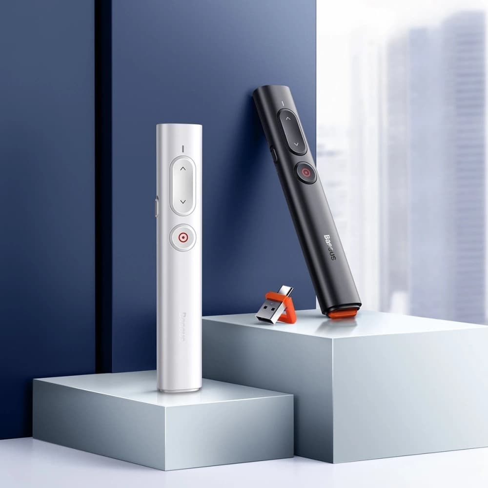 Többfunkciós távirányító Baseus Orange Dot bemutatókhoz, lézerpointerrel, elem nélkül (fehér) - 9