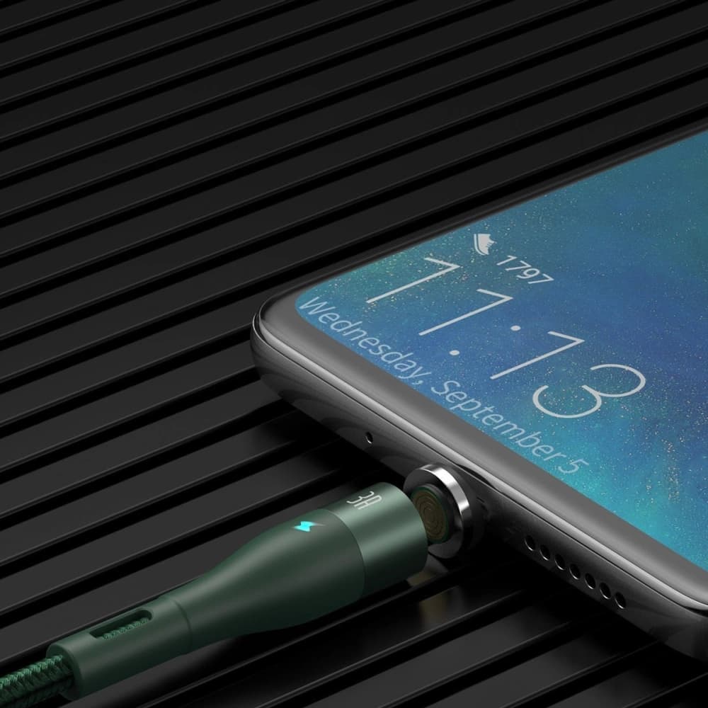 USB - Micro USB mágneses kábel Baseus Zinc 2.1A 1m (zöld) - 10