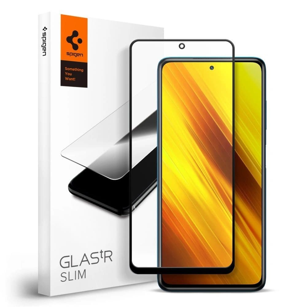 Spigen Gehärtetes Glas GLAS.tR Slim Pocophone X3/Pro/NFC Schwarz - 1