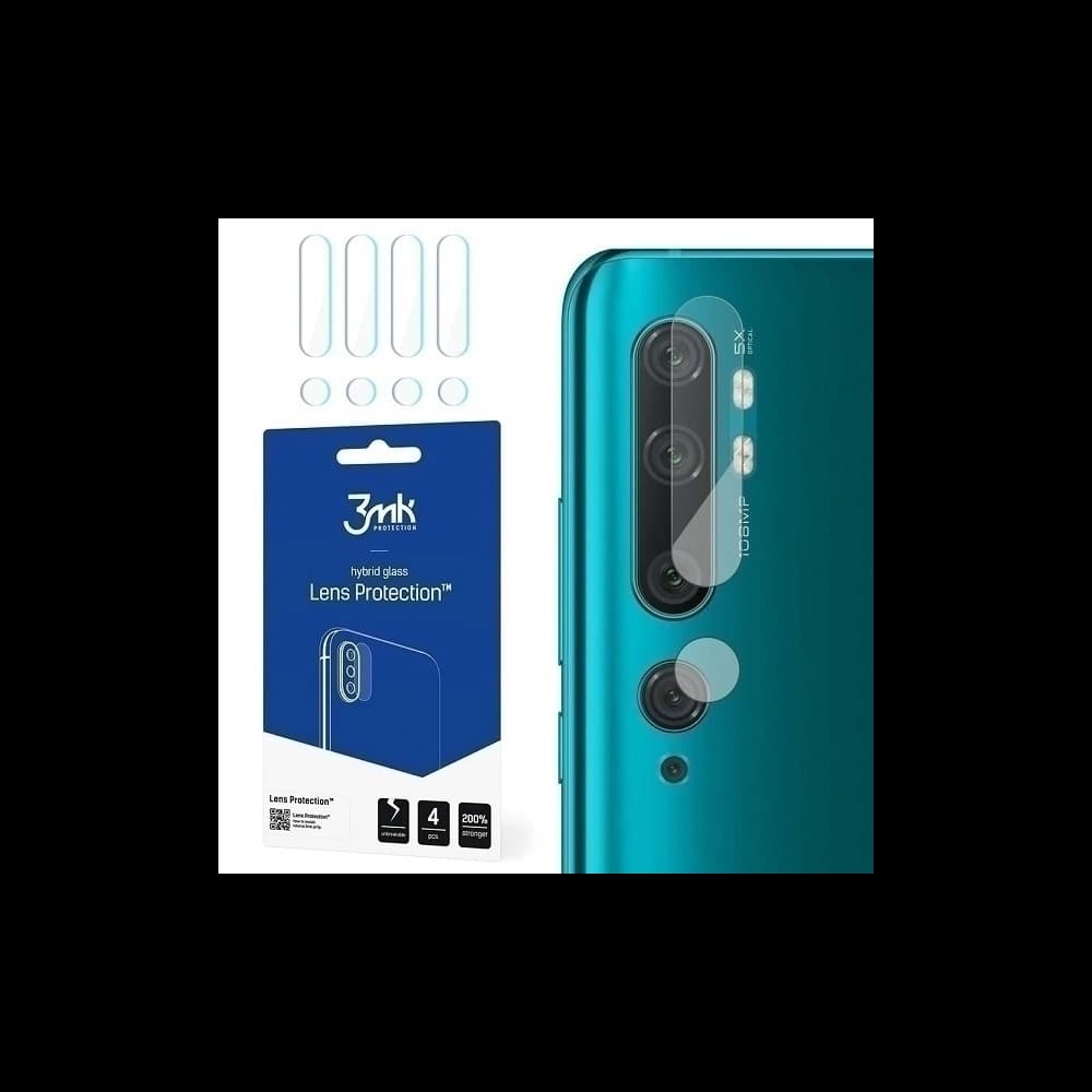 Hibrid de sticlă pentru obiectivul camerei 3MK Protecție pentru Obiectiv Xiaomi Mi Note 10 [4 PACK] - 1