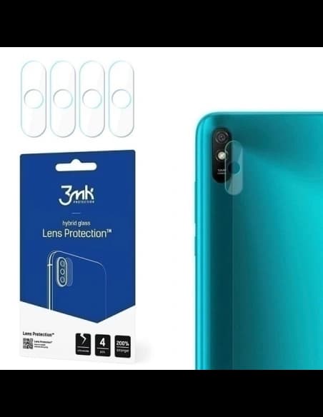 3MK Hybridglas für Kameraobjektiv Objektivschutz Redmi 9A [4 PACK]