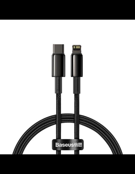 Cablul USB-C la Lightning Baseus Tungsten Gold, 20W, 5A, PD, 2m (negru)