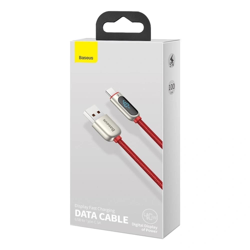 USB-C kábel Baseus kijelzőhöz, 5A, 1m (piros) - 7