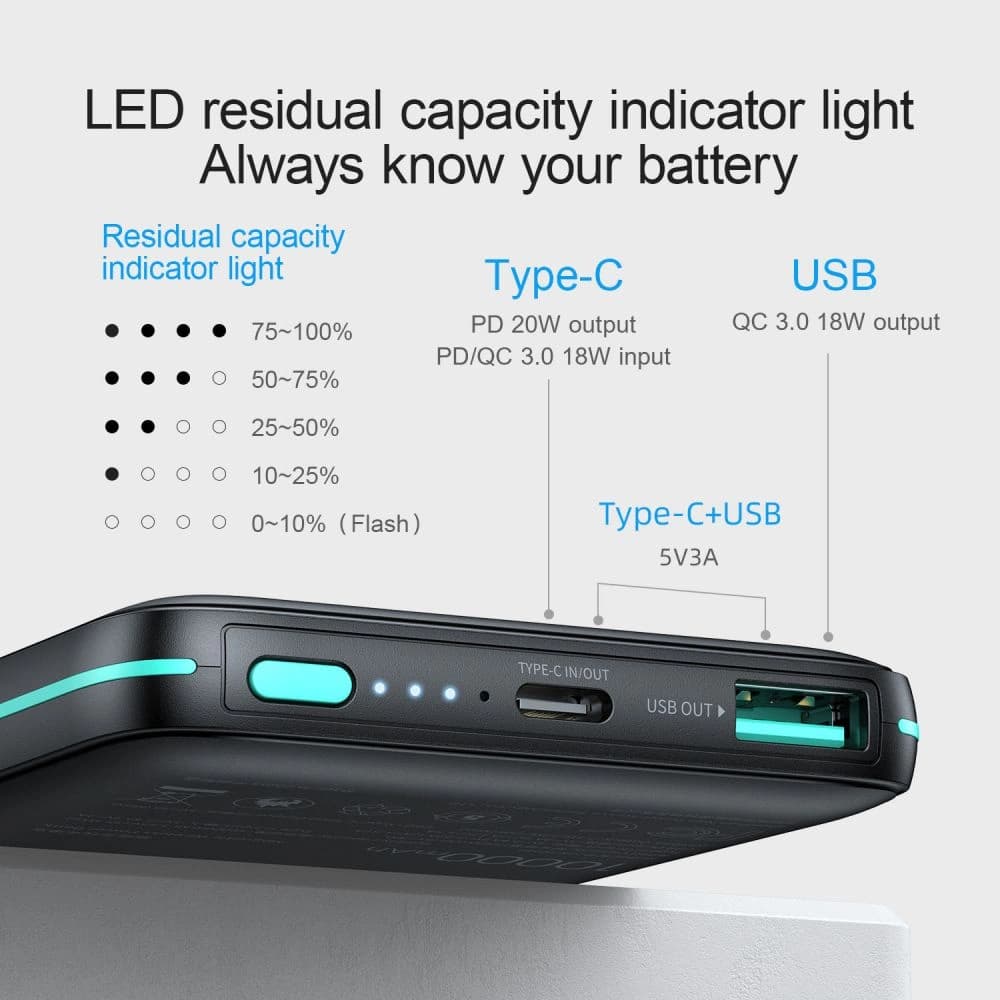 Powerbank s indukčním nabíjením Joyroom JR-W040 Magnetic MagSafe Power Bank 10000mah Černý - 3