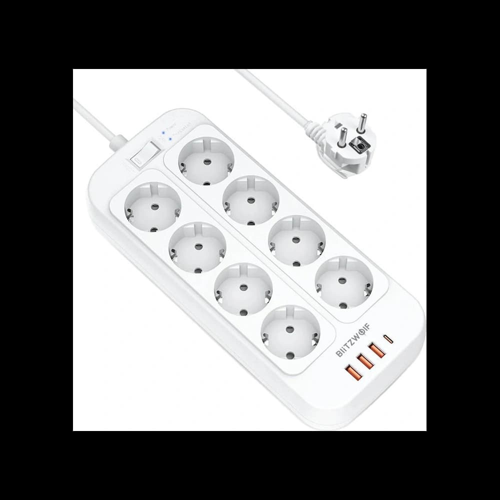 Napájecí lišta Blitzwolf BW-PC2, 8 zásuvek + 3x USB, 1x USB-C, 2500W - 1