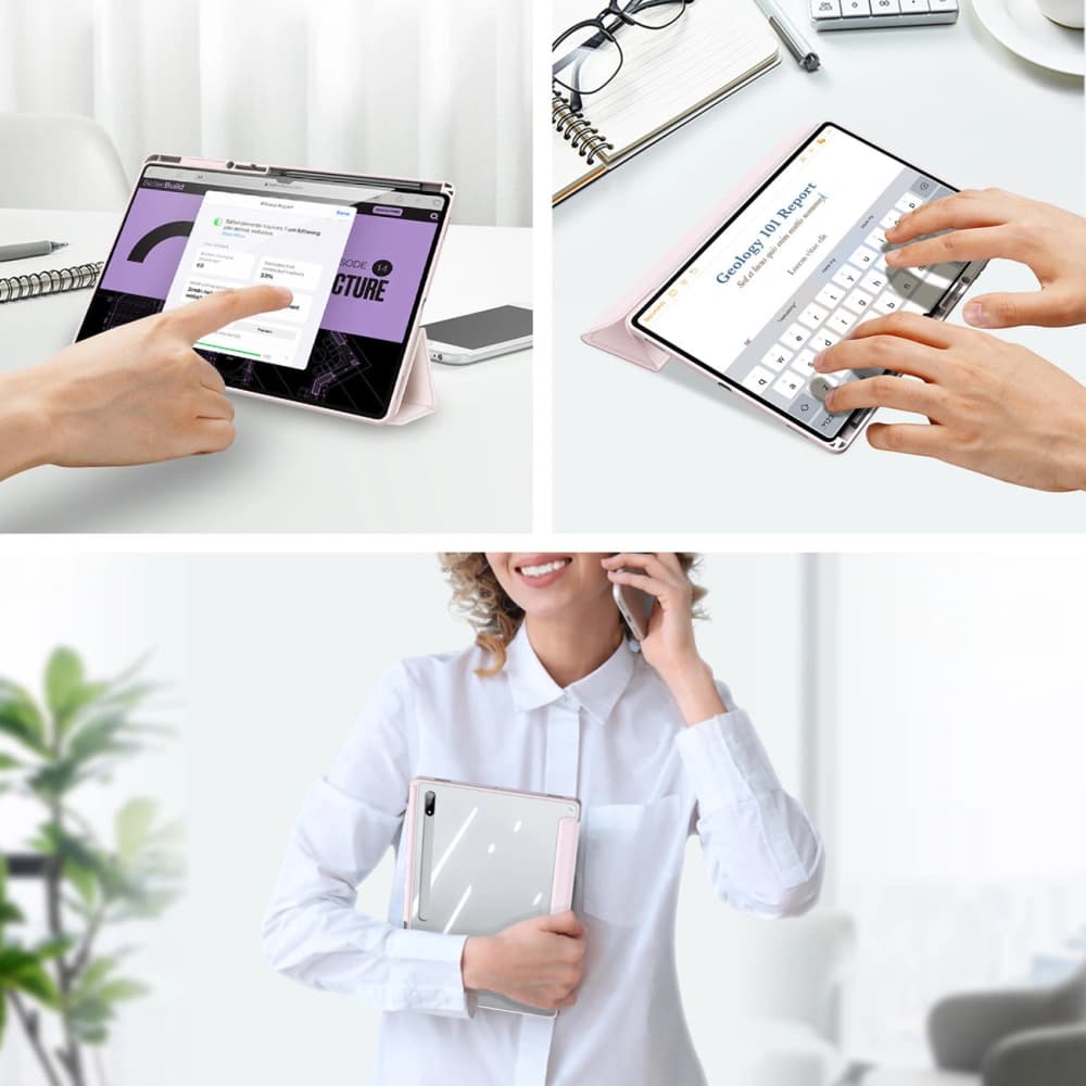 Etui Dux Ducis Toby Samsung Galaxy Tab S8 Ultra suport pentru stilou roz - 21