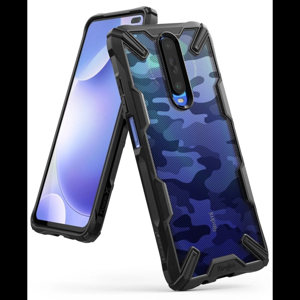 Etui Ringke Fusion-X Design Pocophone X2/Redmi K30 Camo (Moro) Negru