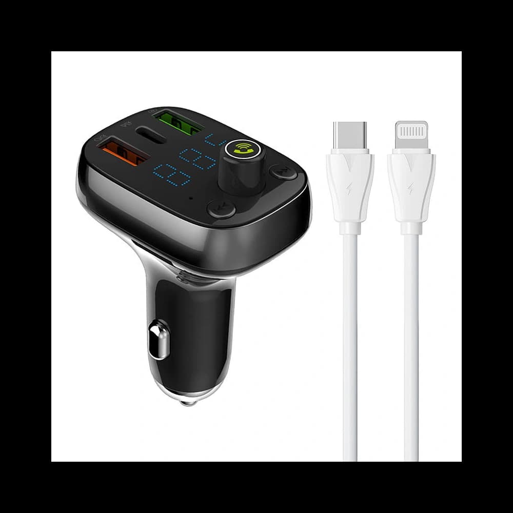 Transmițător FM LDNIO C704Q Bluetooth 2xUSB-A, USB-C + cablu USB-C - 1