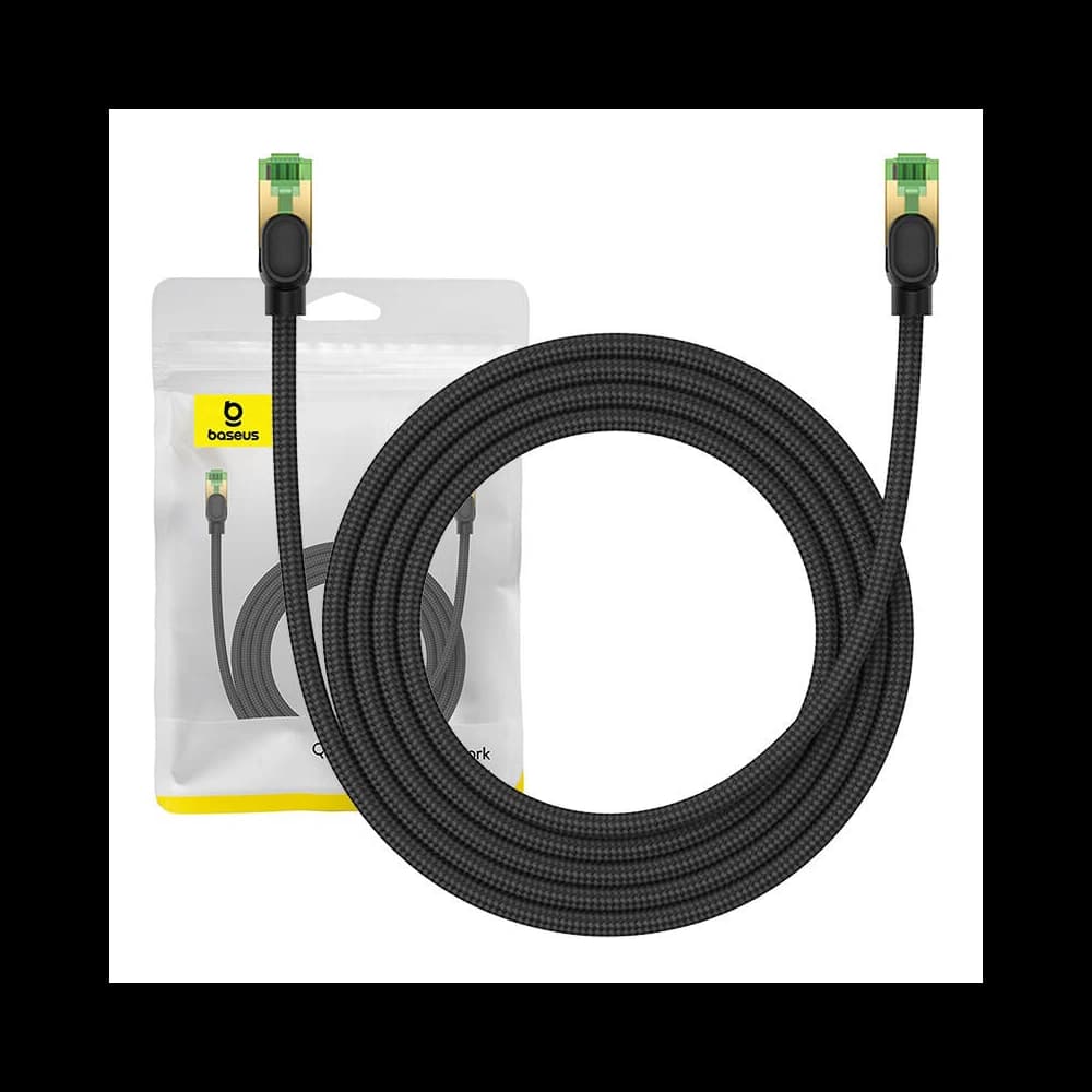 Kabel síťový Baseus v opletu kat. 8 Ethernet RJ45, 40Gbps, 2m (černý) - 1
