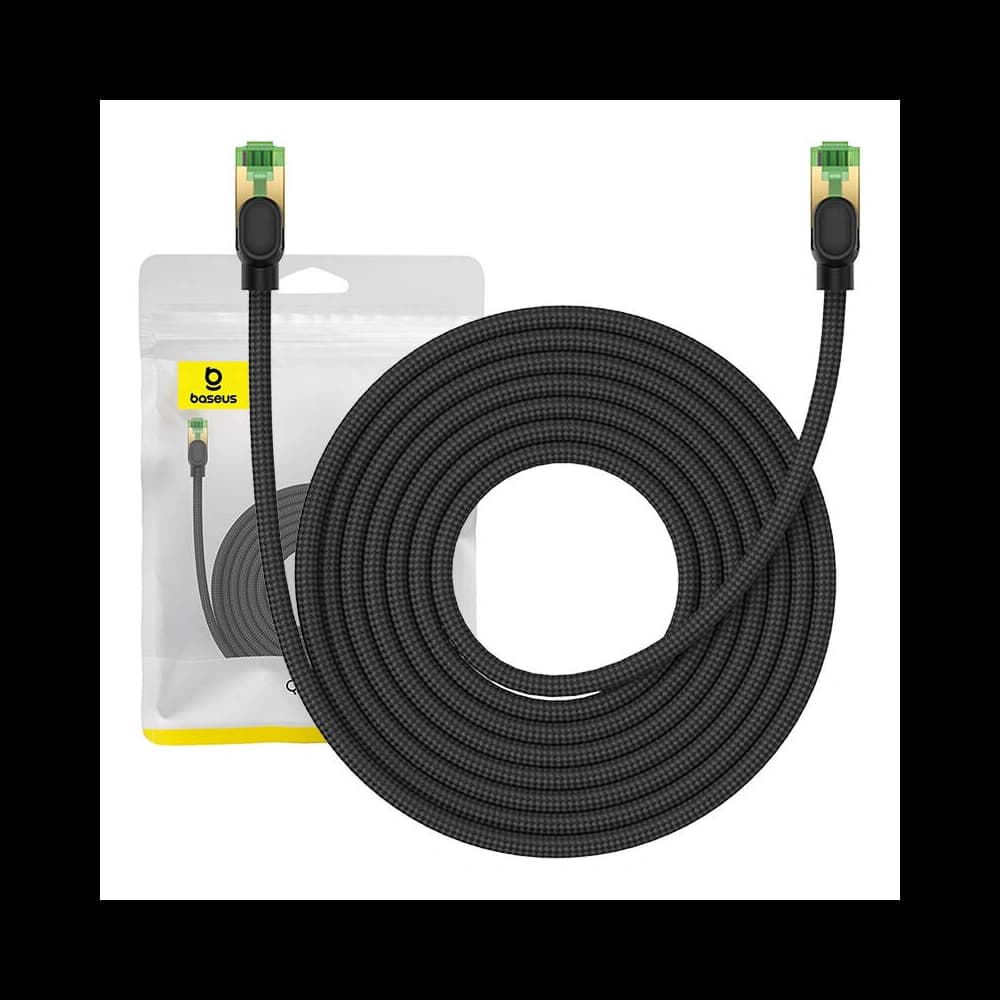 Kabel síťový Baseus v opletu kat. 8 Ethernet RJ45, 40Gbps, 8m (černý) - 1