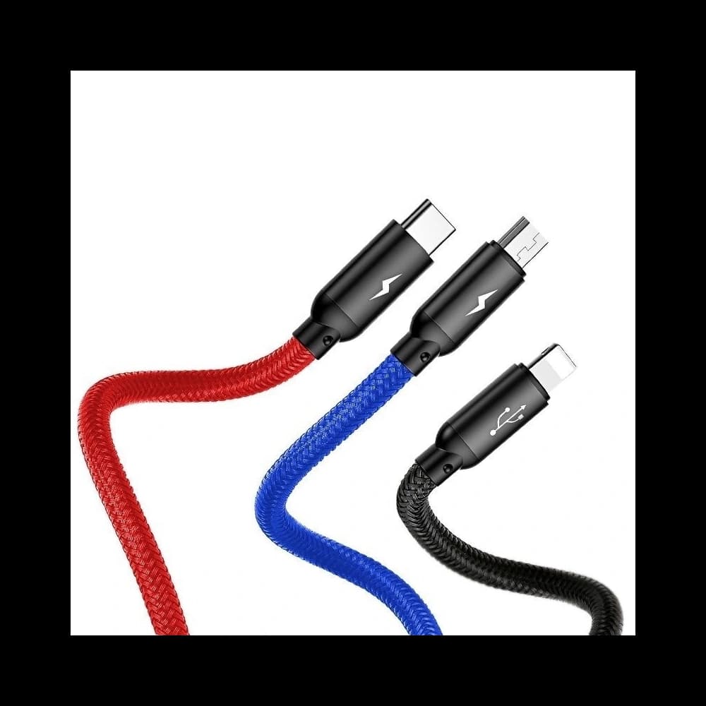 USB Baseus Cable 3in1 USB-C / Lightning / Micro 3A 1,2m Black - 4
