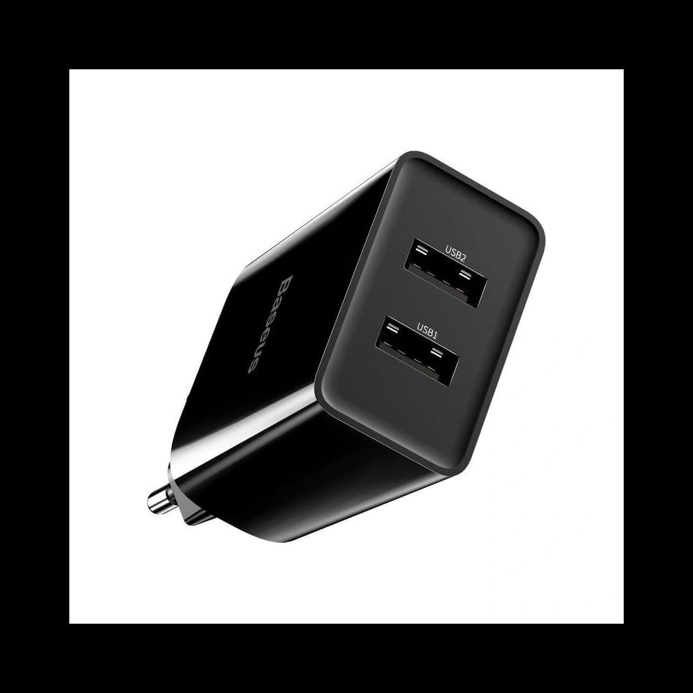 Ładowarka sieciowa Baseus Speed Mini Dual Charger, 2x USB, 2A, 10,5W (czarna) - 3