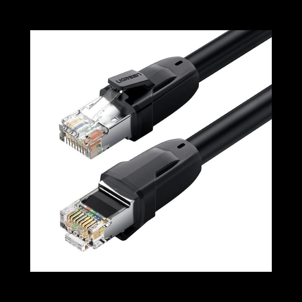 Plochý síťový kabel UGREEN Ethernet RJ45, Cat.8, S/FTP, 1m (černý) - 1