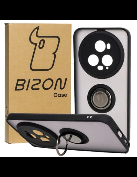 Bizon Case Hybrid Ring Honor Magic5 Pro rauchig mit einem schwarzen Rahmen