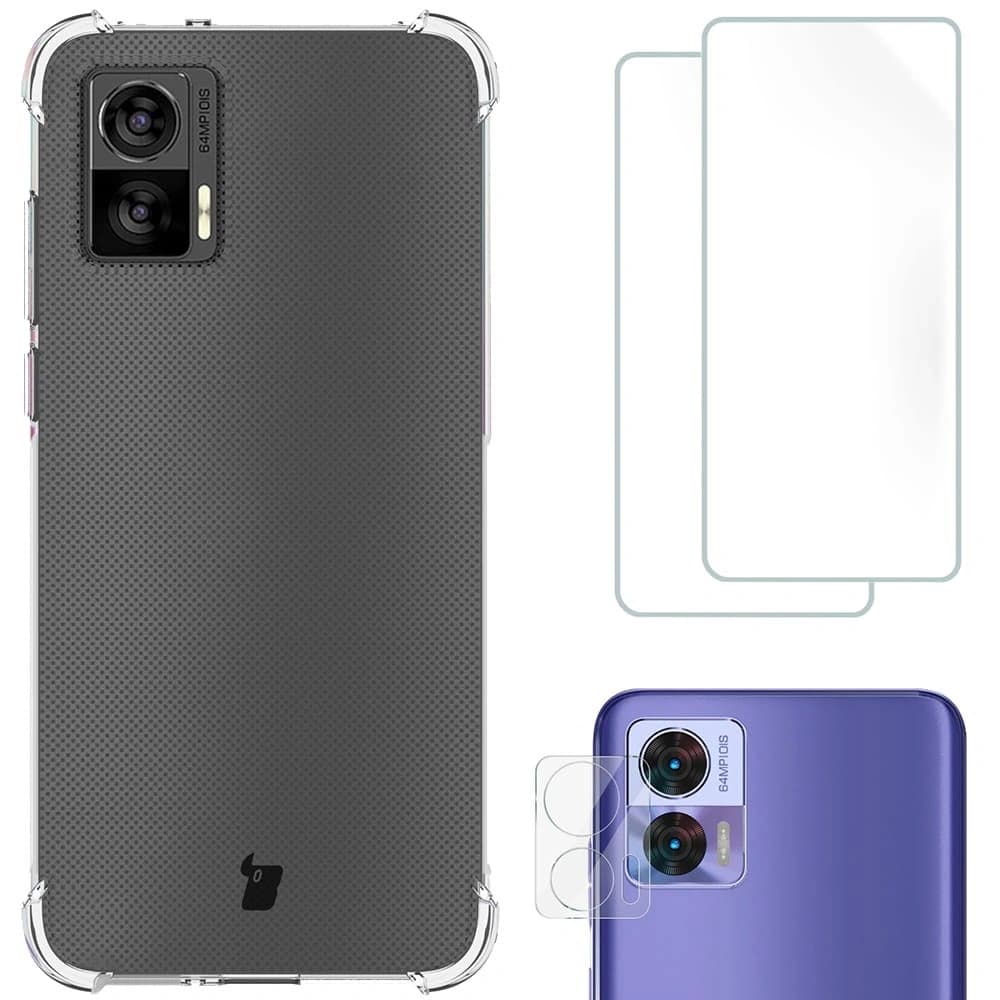 Bizon Case Clear Pack tok + 2x kijelzőfólia + lencsevédő Motorola Moto Edge 30 Neo átlátszó - 1