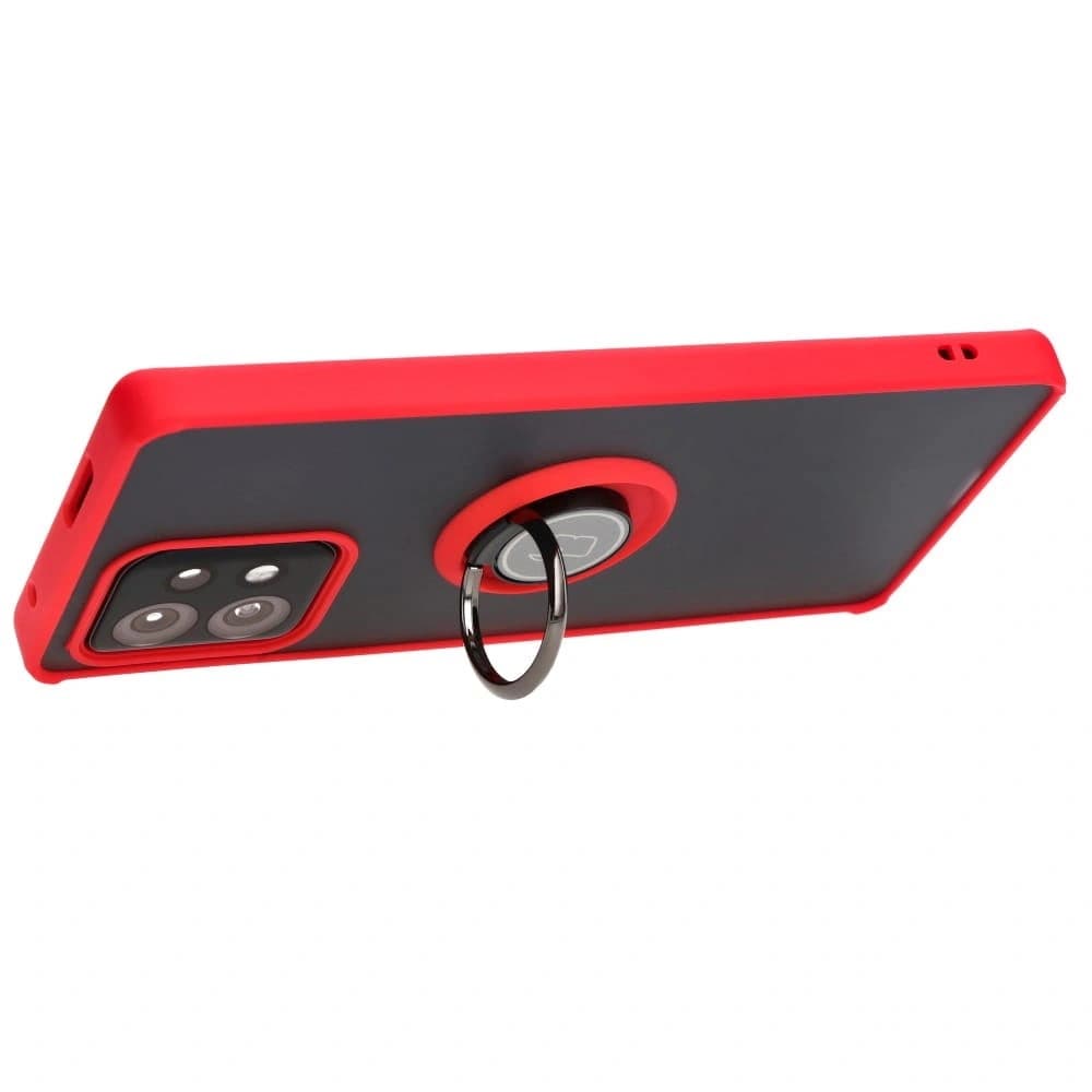Caz Bizon Hybrid Ring Motorola Edge 40 Pro fumuriu cu un cadru roșu - 5