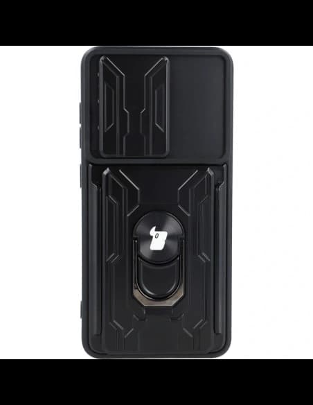 Bizon Case Camshield Kártyafoglalatos Gyűrű Samsung Galaxy S21 FE fekete