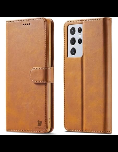 Bizon Case Wallet Samsung Galaxy S21 Ultra light brown