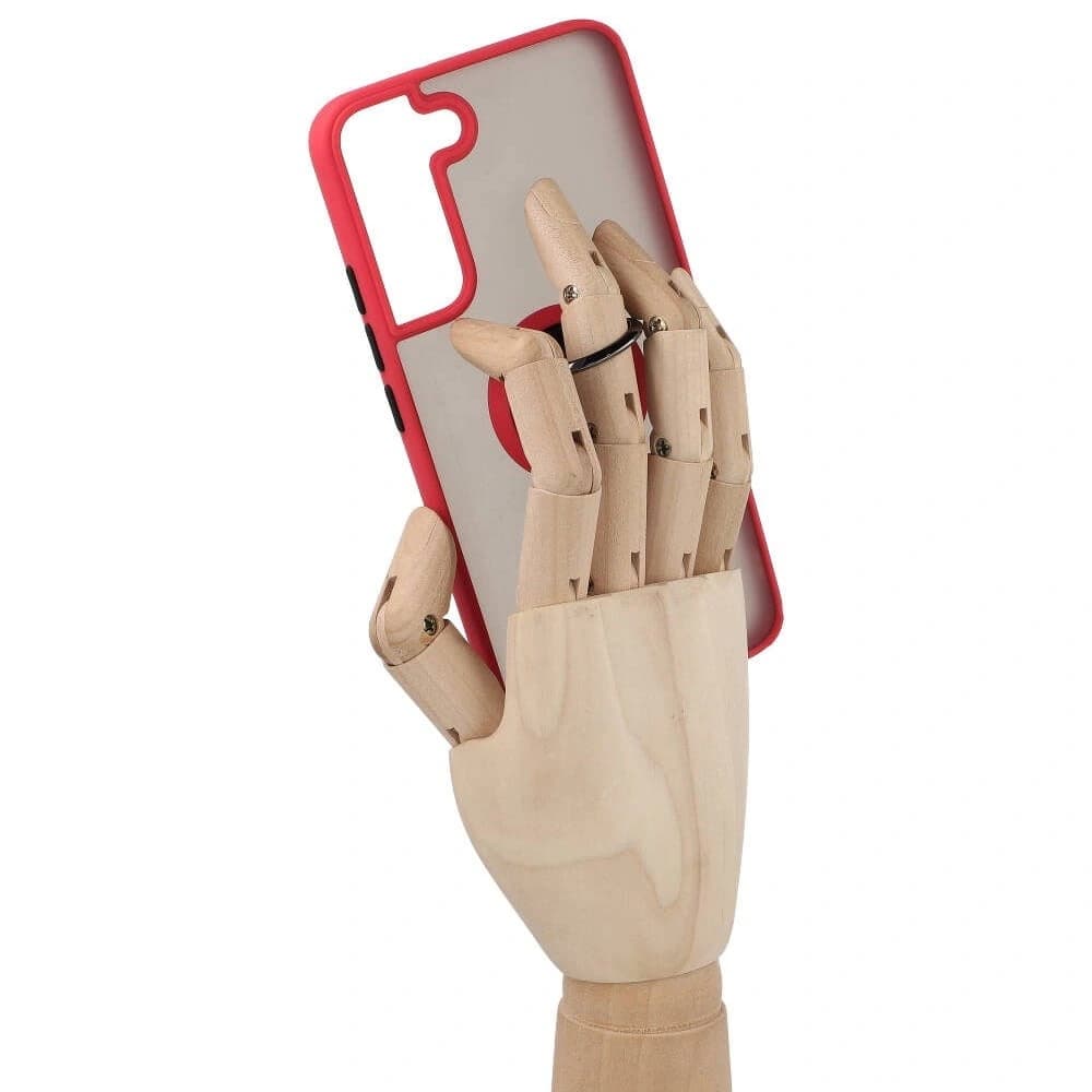 Etui z uchwytem na palec Bizon Case Hybrid Ring do Galaxy S22 Plus, przydymione z czerwoną ramką - 8