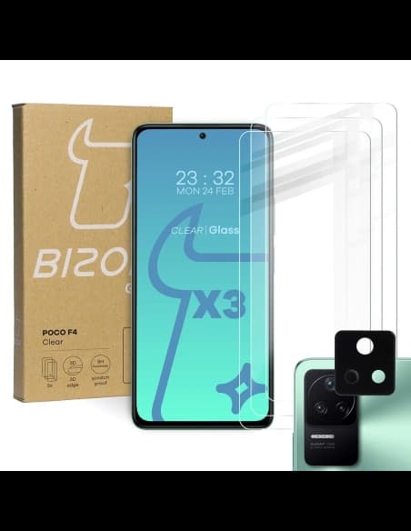 Bizon Glass Clear tempered glass - 3 pcs. + lens glass Xiaomi Poco F4