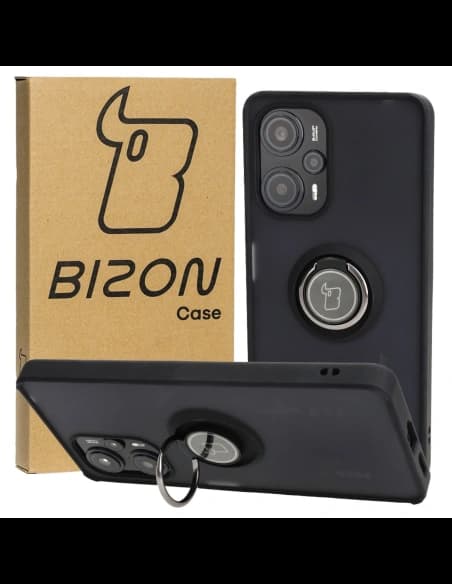 Bizon Case Hybrid Ring Xiaomi Poco F5 smoky with a black frame