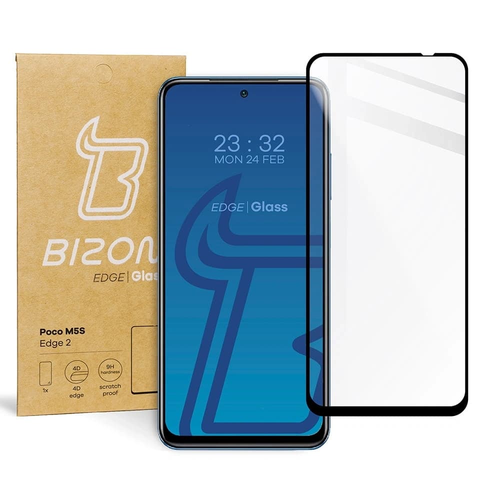 Tvrzené sklo Bizon Glass Edge 2 pro Poco M5s černé
