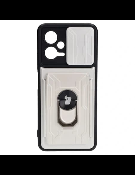 Bizon Case Camshield Kártyahely Gyűrű Xiaomi POCO X5 fehér