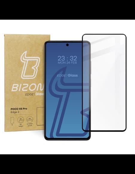 Zpevněné sklo Bizon Glass Edge 2 pro Poco X5 Pro černé