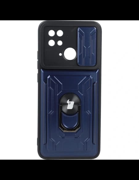 Bizon Case Camshield Kártya Slot Gyűrű Xiaomi Redmi 10C sötétkék