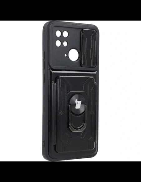 Bizon Case Camshield Kártyahely Gyűrű Xiaomi Redmi 10C fekete
