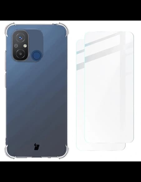 Bizon Case Clear Pack Hülle + 2x Schutzglas Xiaomi Redmi 12C klar