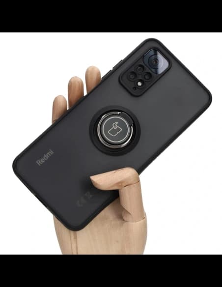 Bizon Case Hybrid Gyűrű Xiaomi Redmi Note 11 / 11S 4G füstös fekete kerettel