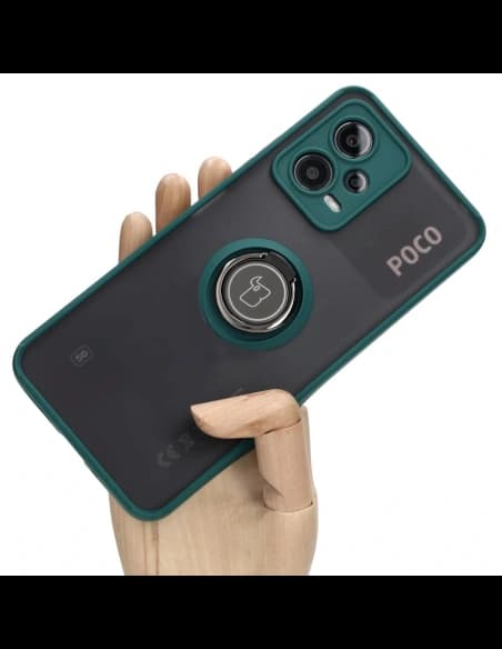 Bizon Case Hybrid Ring Xiaomi Poco X5 / Redmi Note 12 5G füstös sötétzöld kerettel