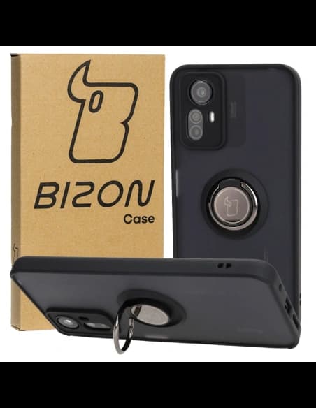 Bizon Case Hybrid Ring Xiaomi Redmi Note 12S rauchig mit einem schwarzen Rahmen