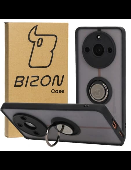 Bizon Case Hybrid Gyűrű Realme 11 Pro / 11 Pro+ füstös fekete kerettel
