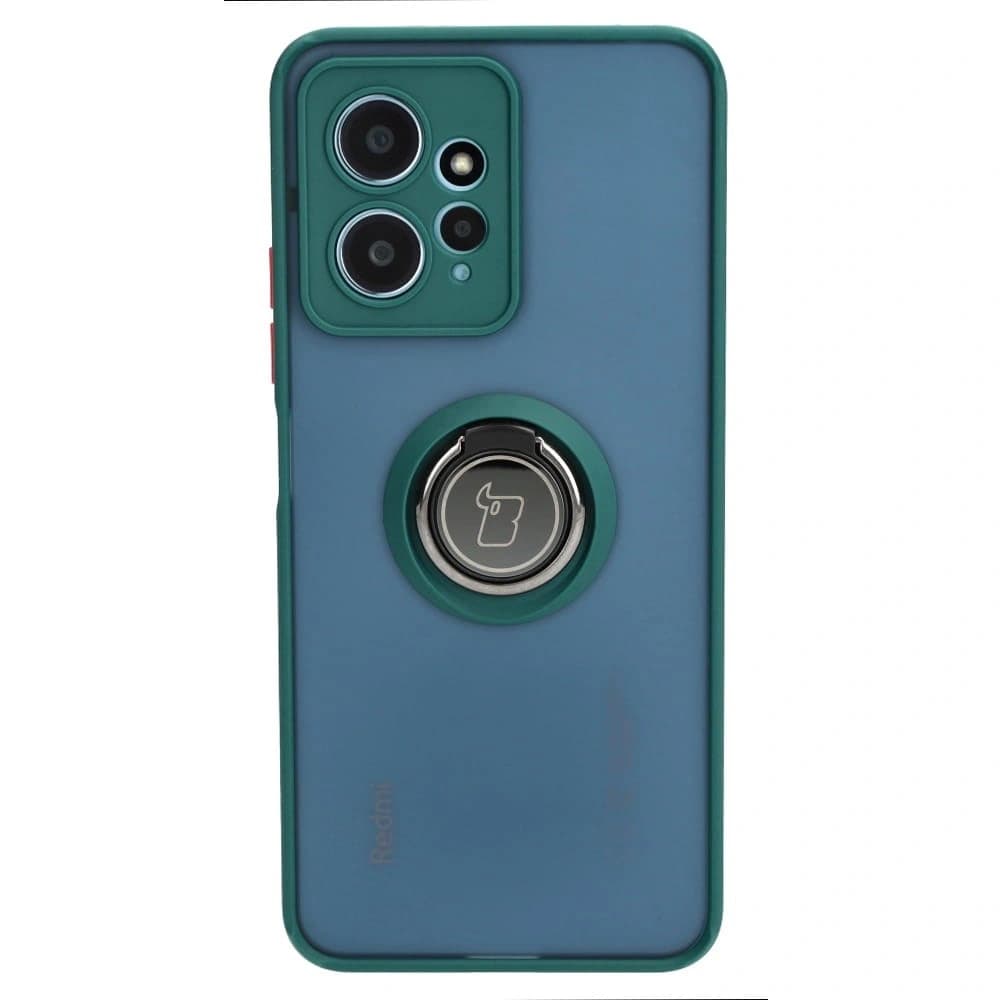 Bizon Case Hybrid Ring Xiaomi Redmi Note 12 4G rauchig mit einem dunkelgrünen Rahmen - 2