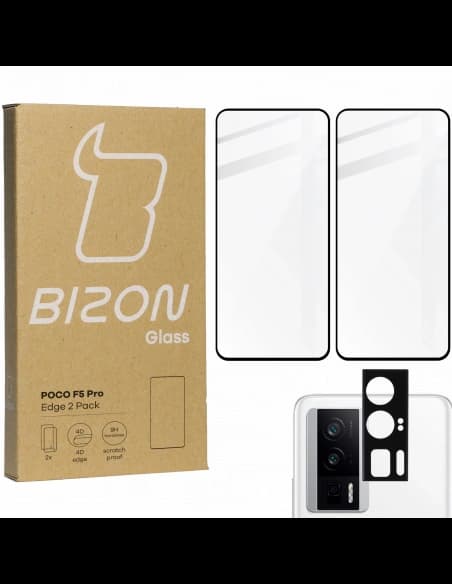 BIZON Edge Pack 2x Bildschirmglas + Kameraglas Xiaomi Poco F5 Pro