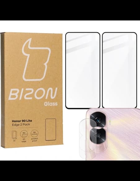 BIZON Edge 2x screen glass + camera glass Honor 90 Lite
