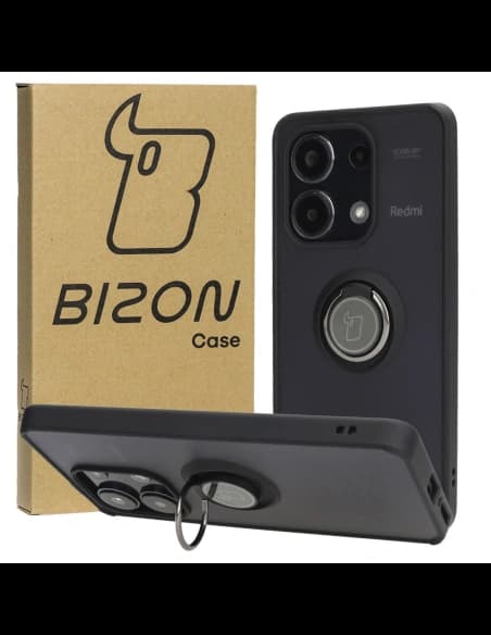 Bizon Case Hybrid Gyűrű Xiaomi Redmi Note 13 4G füstös fekete kerettel