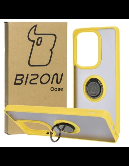 Bizon Case Hybrid Ring Xiaomi Poco M6 Pro 4G / Xiaomi Redmi Note 13 Pro 4G / LTE / 14S smoky with a yellow frame