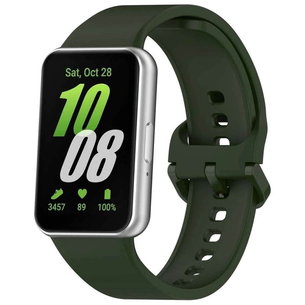 Pasek Bizon Strap Watch Silicone do Samsung Galaxy Fit 3 tmavě zelený - 1