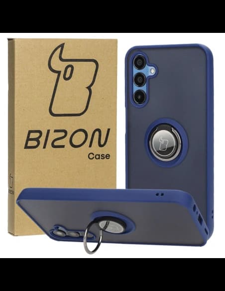 Bizon Case Hybrid Ring Samsung Galaxy M15 5G smoky with a navy blue frame
