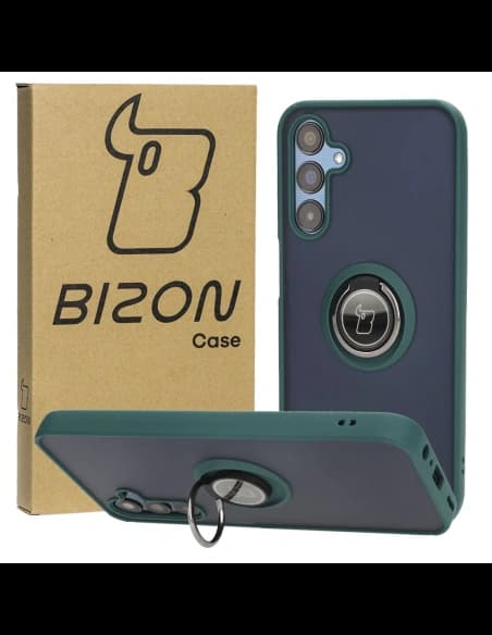 Bizon Case Hybrid Ring Samsung Galaxy M15 5G smoky with a dark green frame