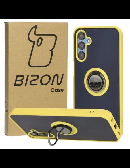 Bizon Case Hybrid Ring Samsung Galaxy M15 5G smoky with a yellow frame