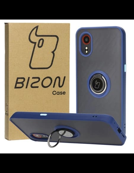 Bizon Case Hybrid Ring Samsung Galaxy Xcover7 smoky with a navy blue frame