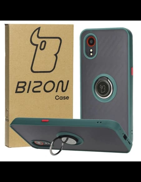 Bizon Case Hybrid Ring Samsung Galaxy Xcover7 smoky with a dark green frame